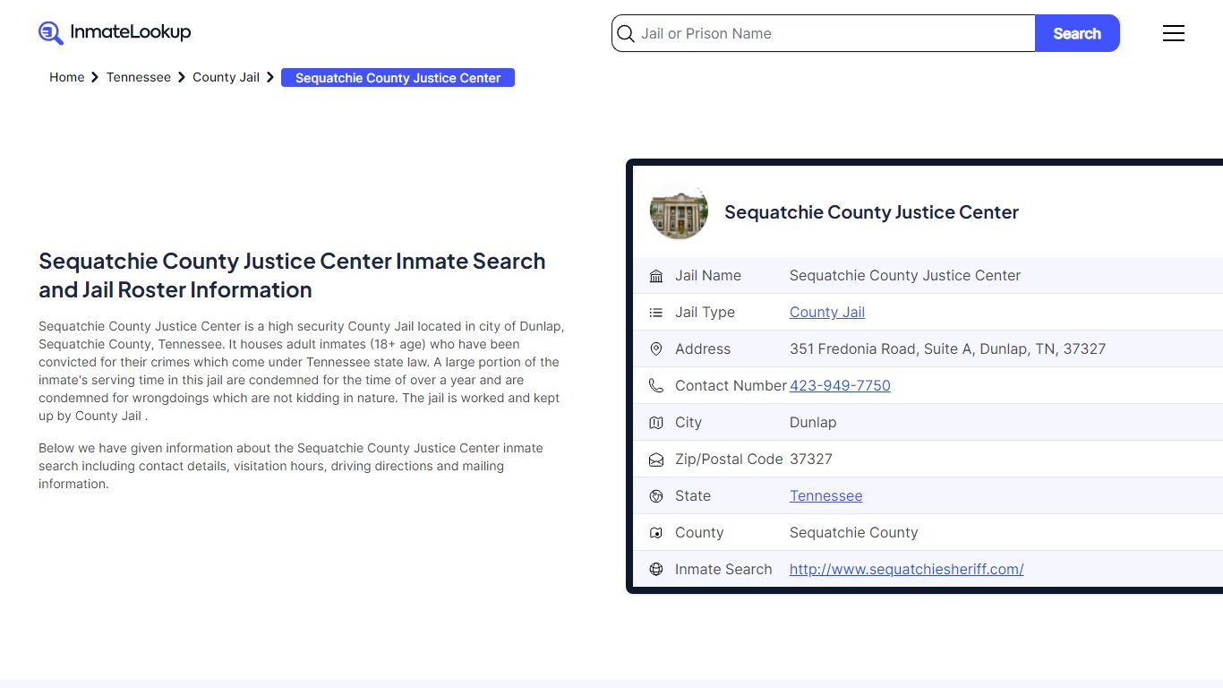 Sequatchie County Justice Center Inmate Search, Jail Roster, Bookings ...